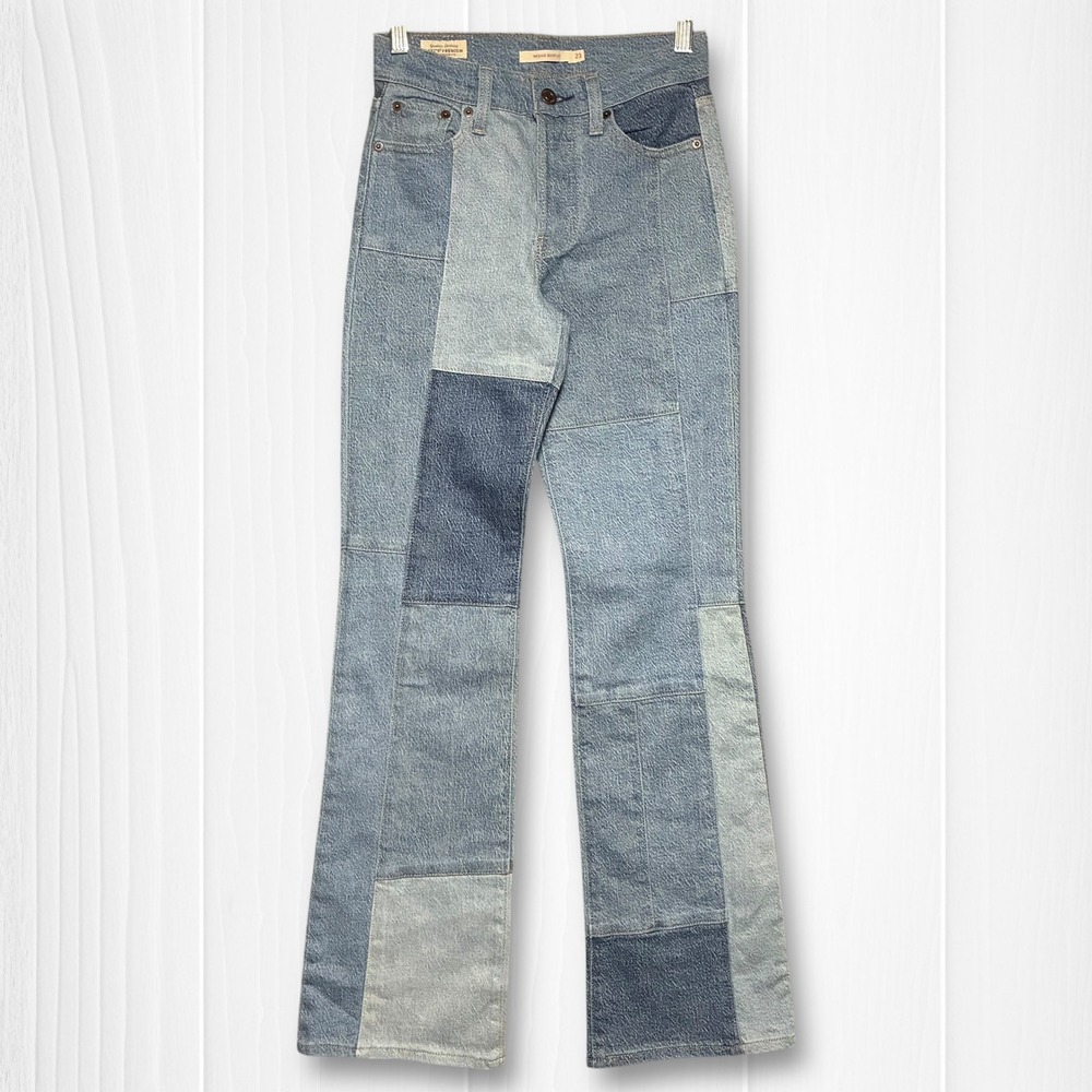 EUC Levis Wedgie Bootcut Patchwork Jeans Blue‎ Multi Colorblock Women's 23
